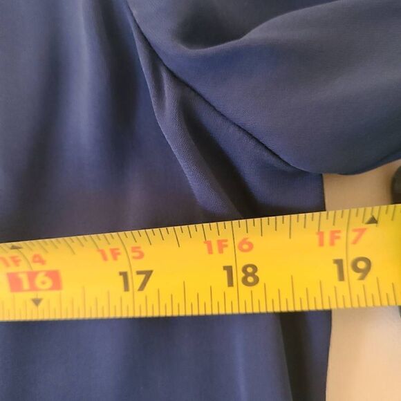 Diane Von Furstenberg Womens Blue Silk Blend Tux Pleats Bow Accents Dress Size 6 - Picture 10 of 12